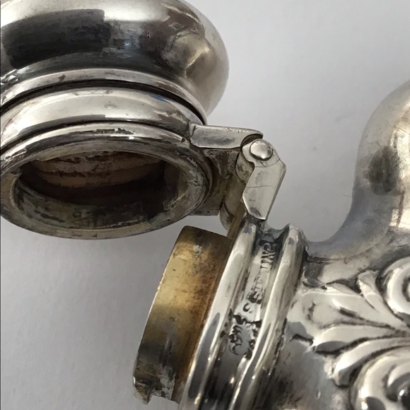 Antique Sterling Ornate Heart Pocket Flask 65 Gr. - Picture 10 of 15